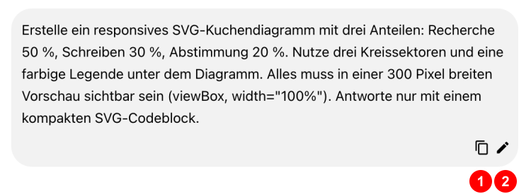 Eigene Nachricht mit Kopier- und Bearbeiten-Symbol
